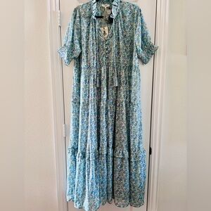 Easel Floral Blue Maxi Dress